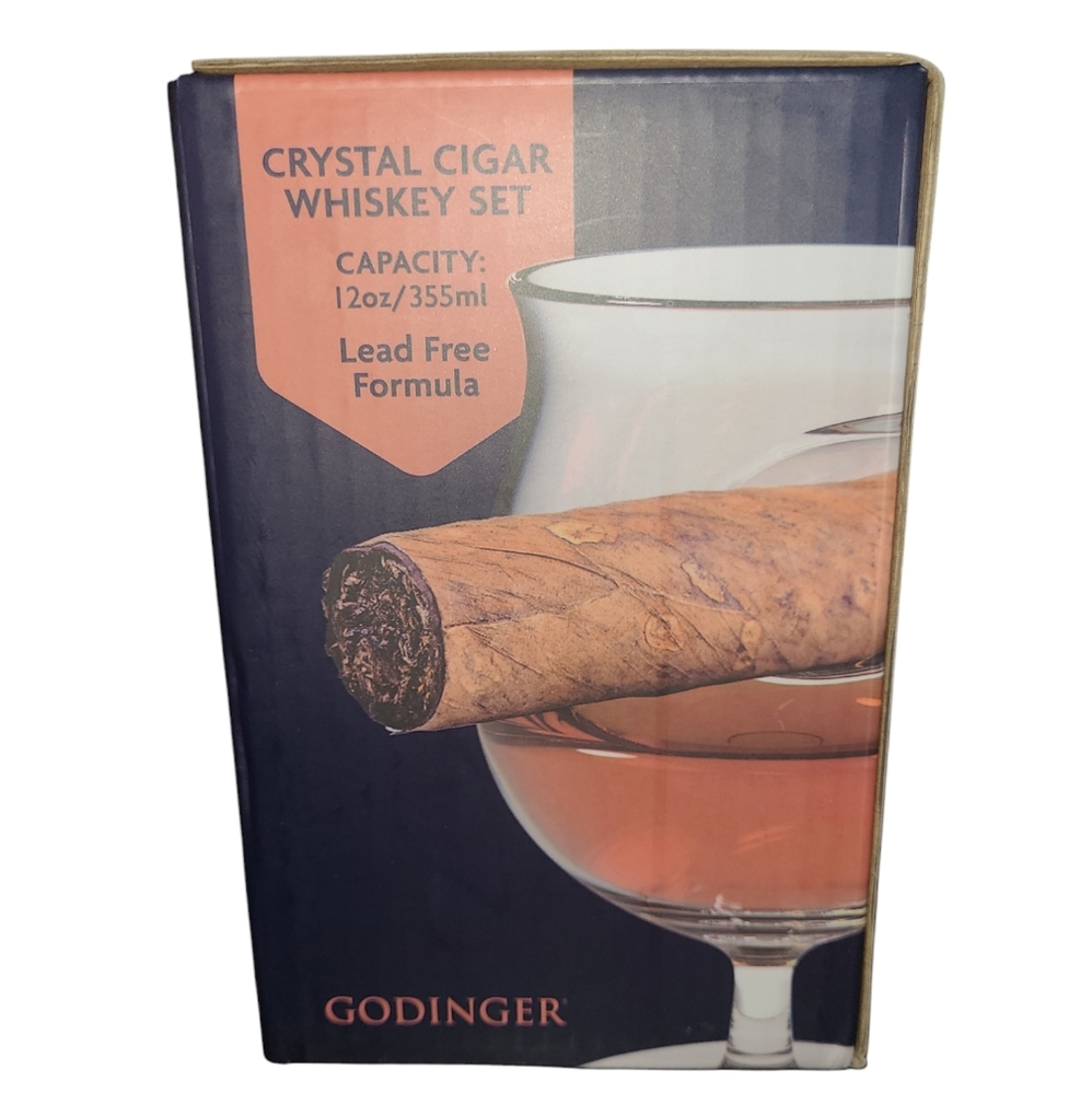 💕NIB Godinger Crystal Cigar Whiskey Set💕